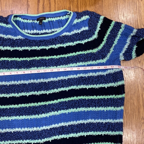 Talbots Open Knit 100% Cotton Striped Sweater Size Large - Picture 9 of 9